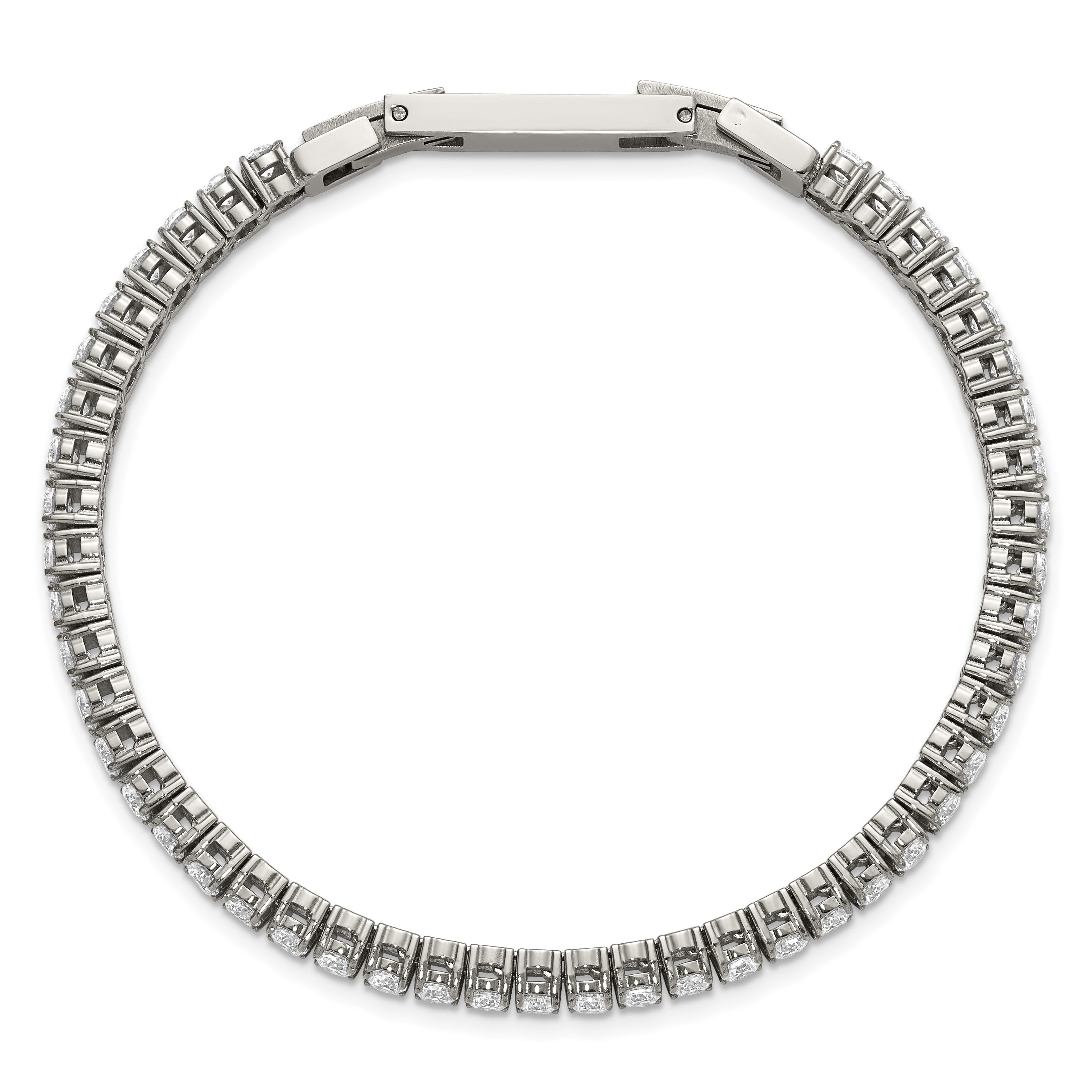 Polished Cubic Zirconia Stainless Steel Bracelet 3.25mm