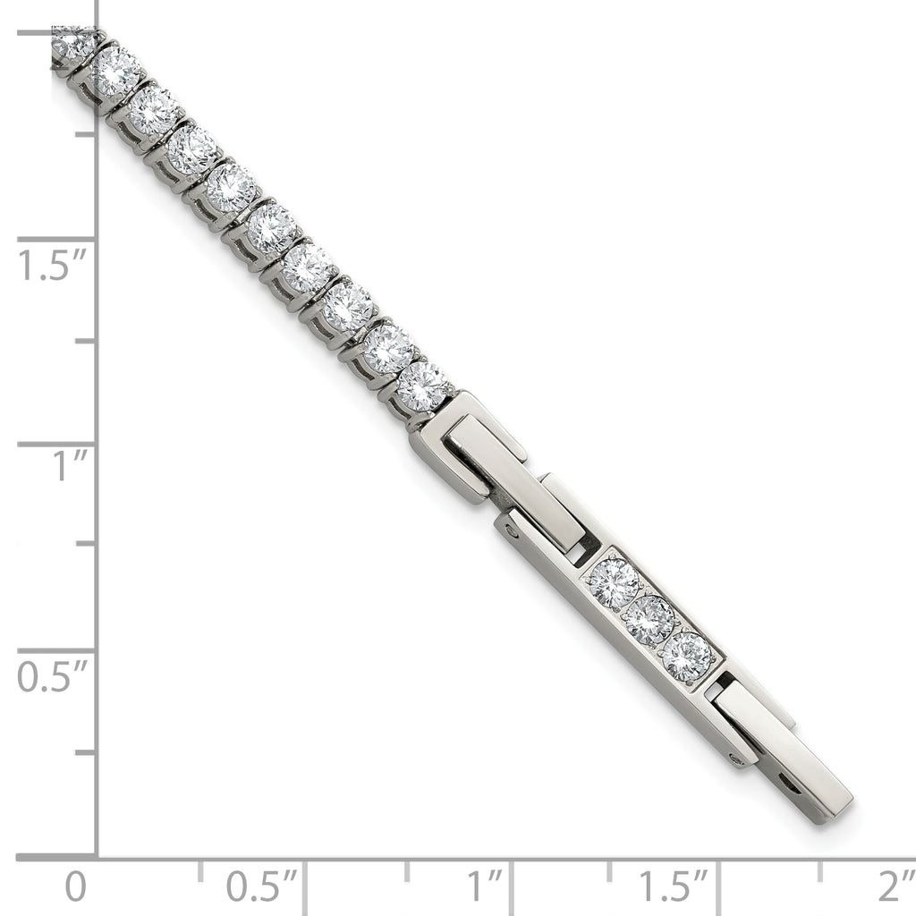Polished Cubic Zirconia Stainless Steel Bracelet 3.25mm