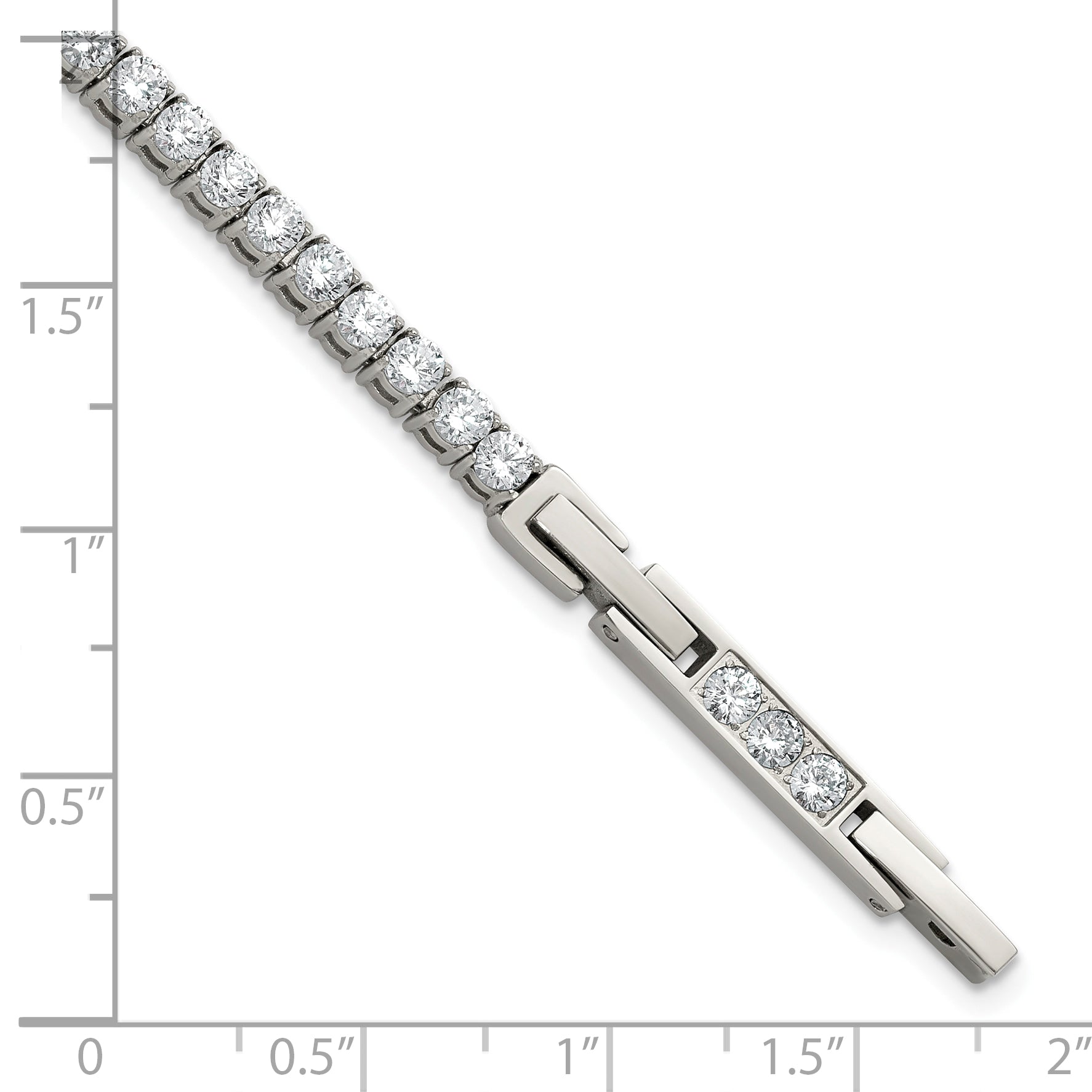 Polished Cubic Zirconia Stainless Steel Bracelet 3.25mm