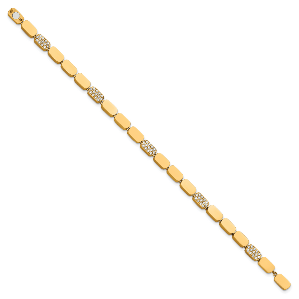 Gold-Tone Polished Cubic Zirconia Stainless Steel Bracelet 4.5mm
