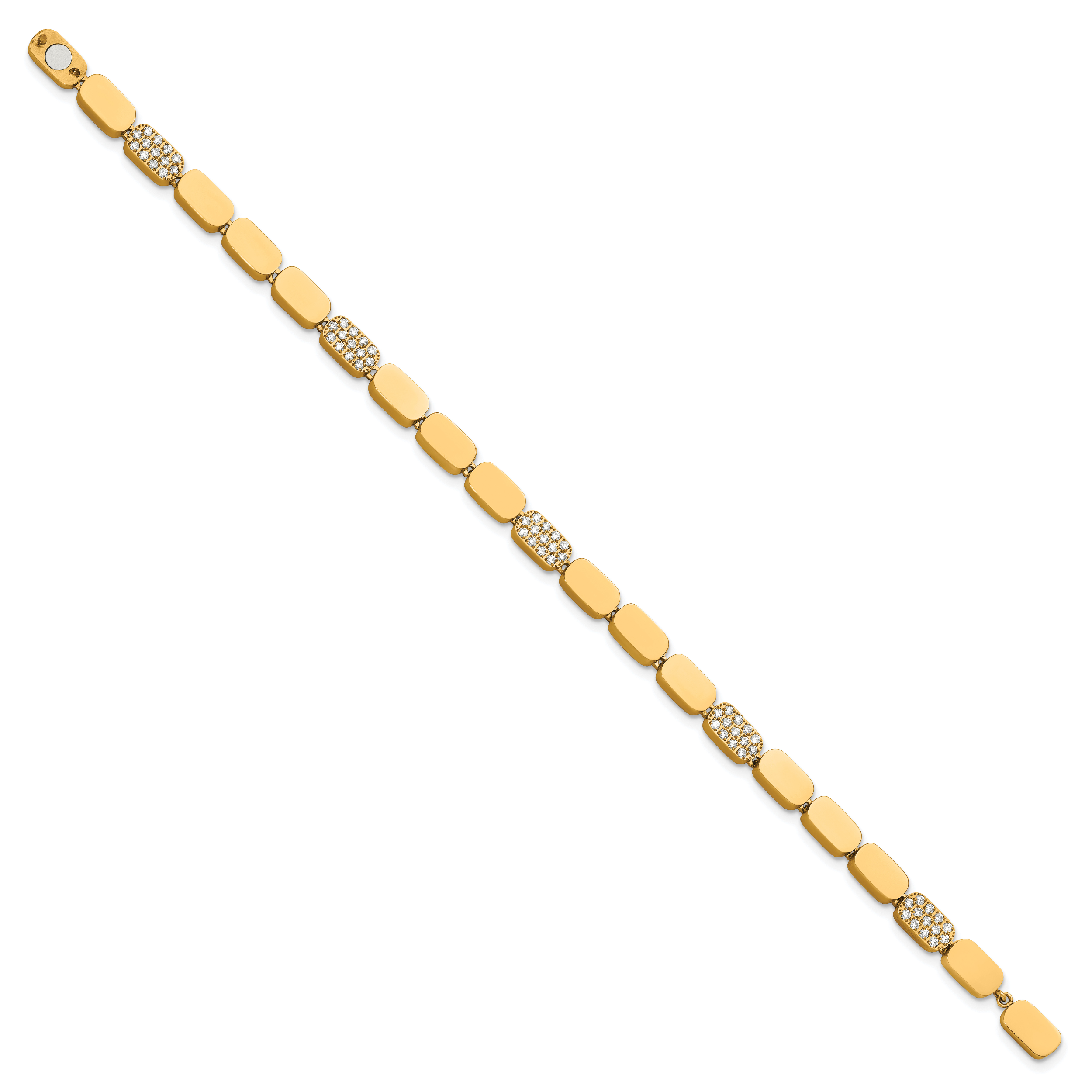 Gold-Tone Polished Cubic Zirconia Stainless Steel Bracelet 4.5mm