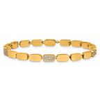Gold-Tone Polished Cubic Zirconia Stainless Steel Bracelet 4.5mm