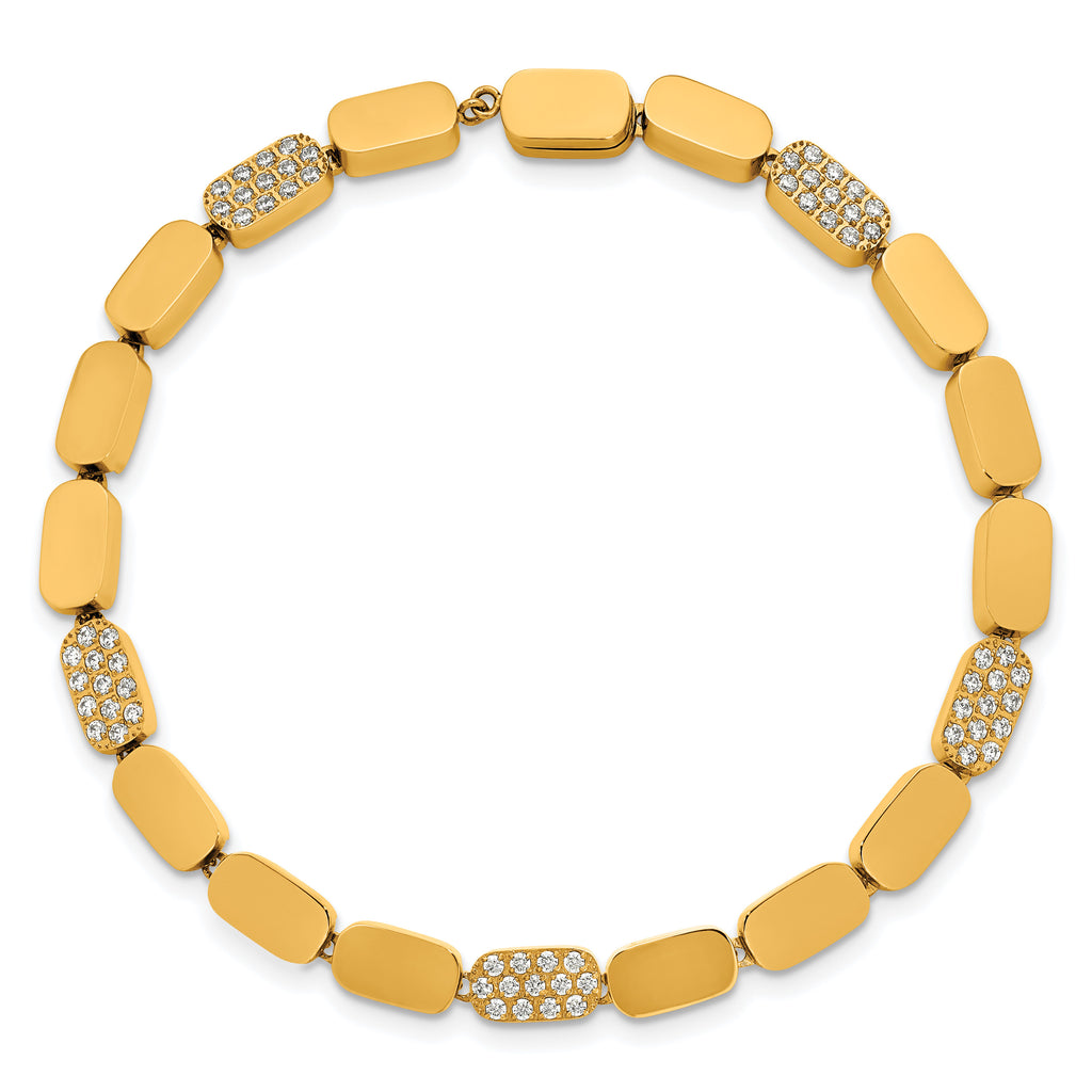 Gold-Tone Polished Cubic Zirconia Stainless Steel Bracelet 4.5mm