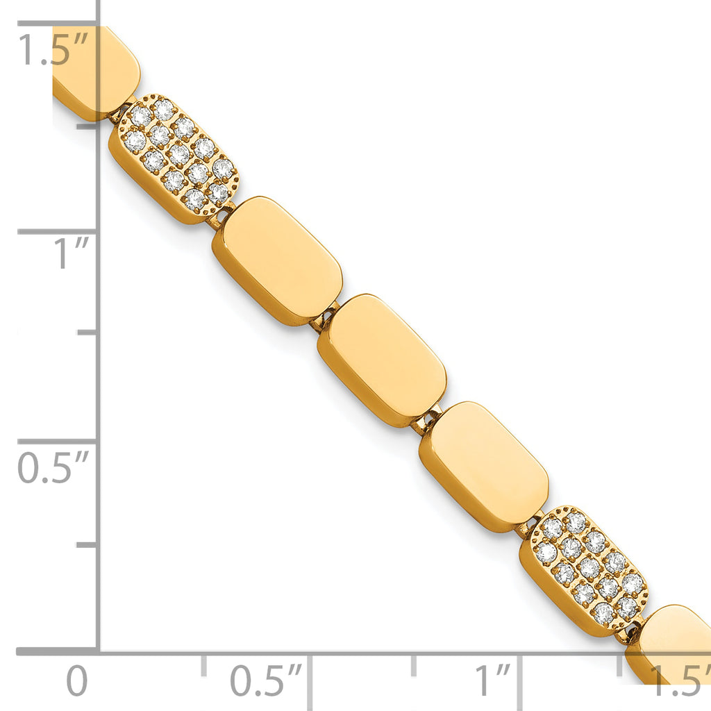 Gold-Tone Polished Cubic Zirconia Stainless Steel Bracelet 4.5mm