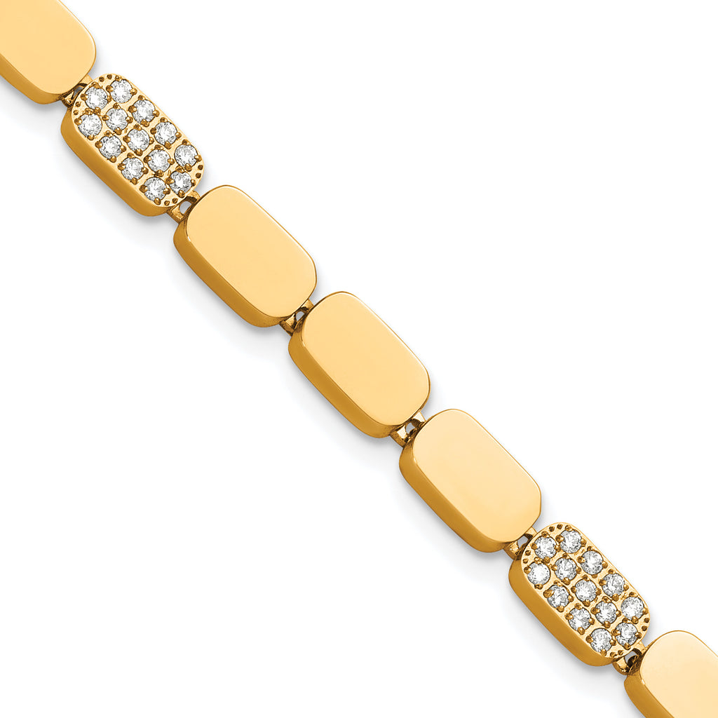 Gold-Tone Polished Cubic Zirconia Stainless Steel Bracelet 4.5mm
