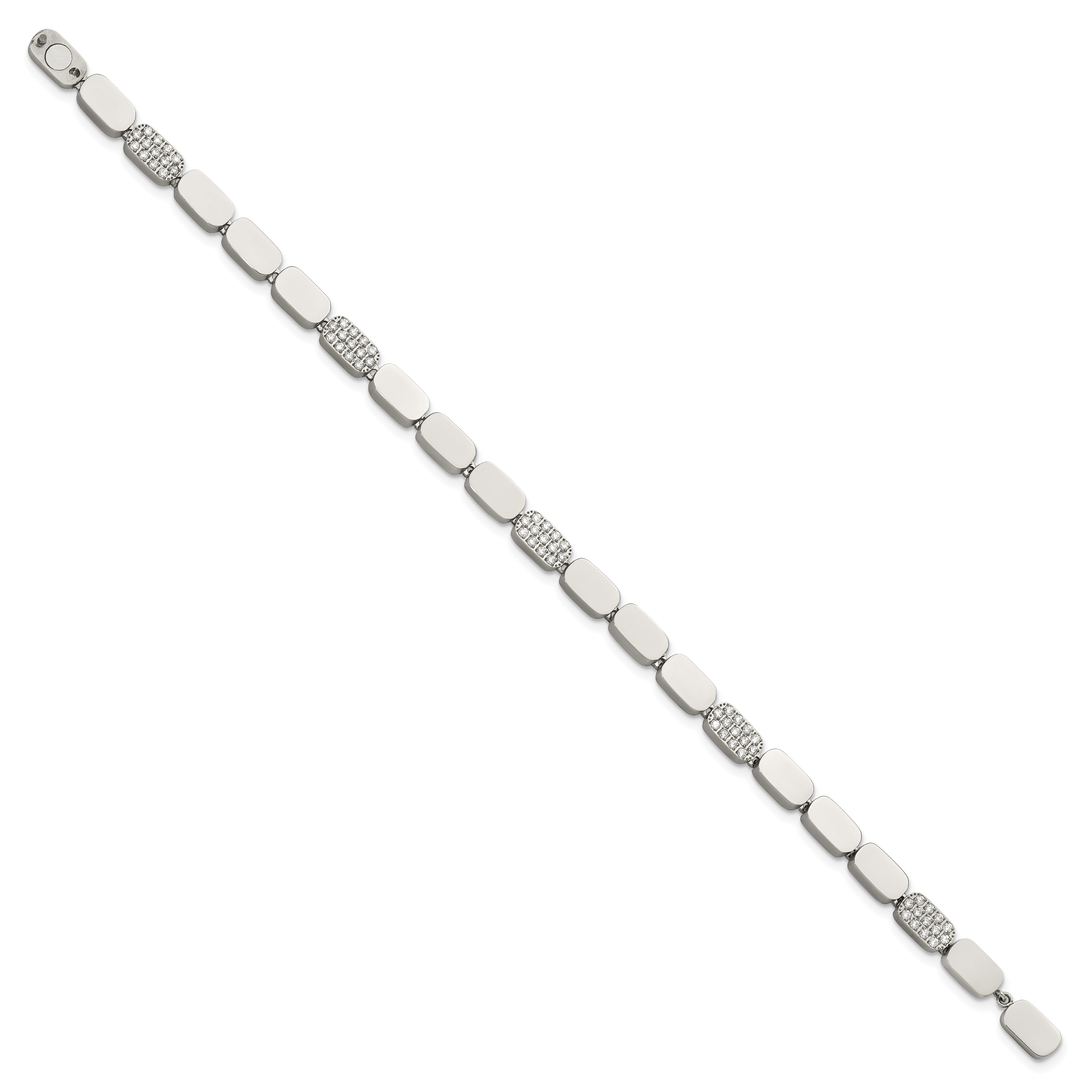 Polished Cubic Zirconia Stainless Steel Bracelet 4.5mm