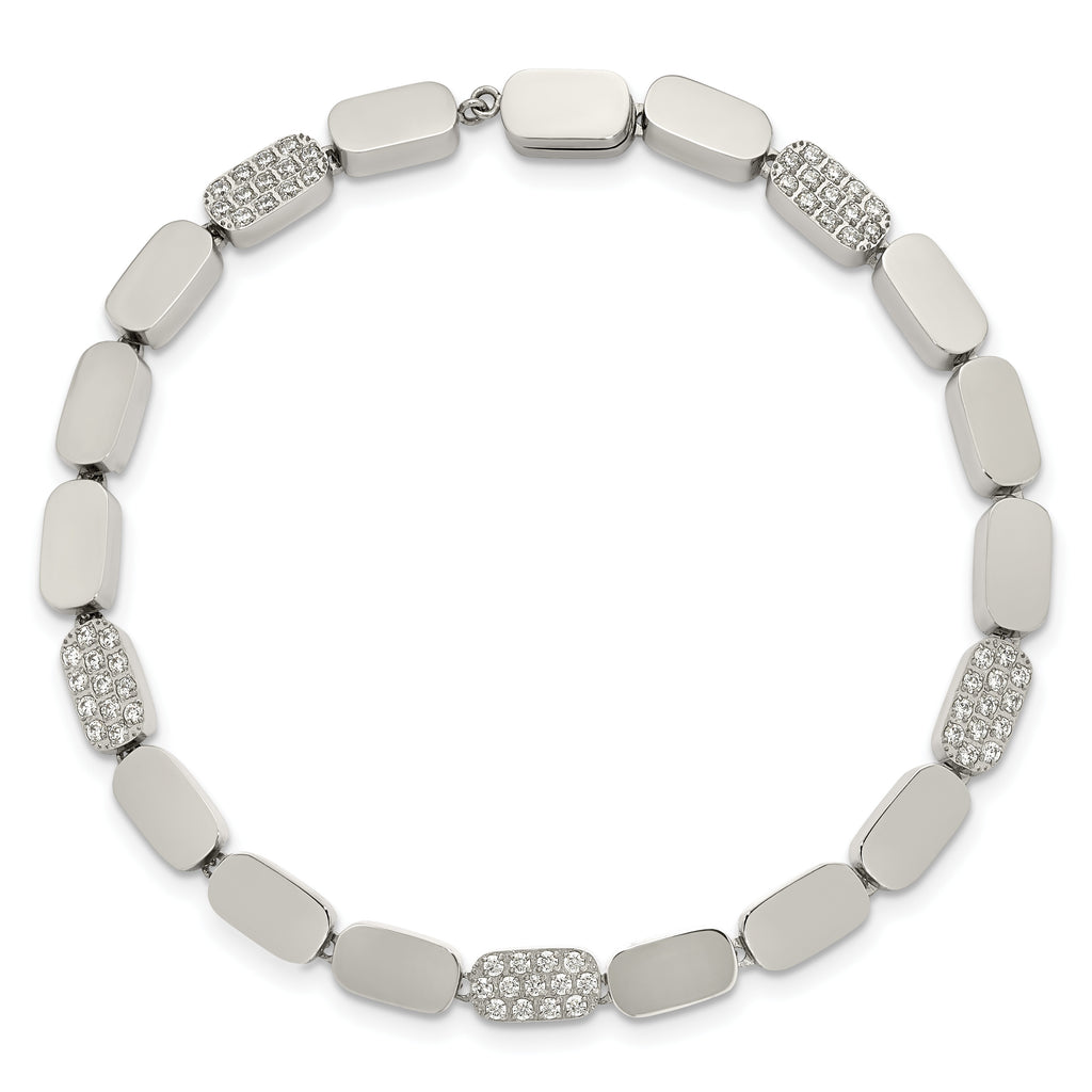 Polished Cubic Zirconia Stainless Steel Bracelet 4.5mm