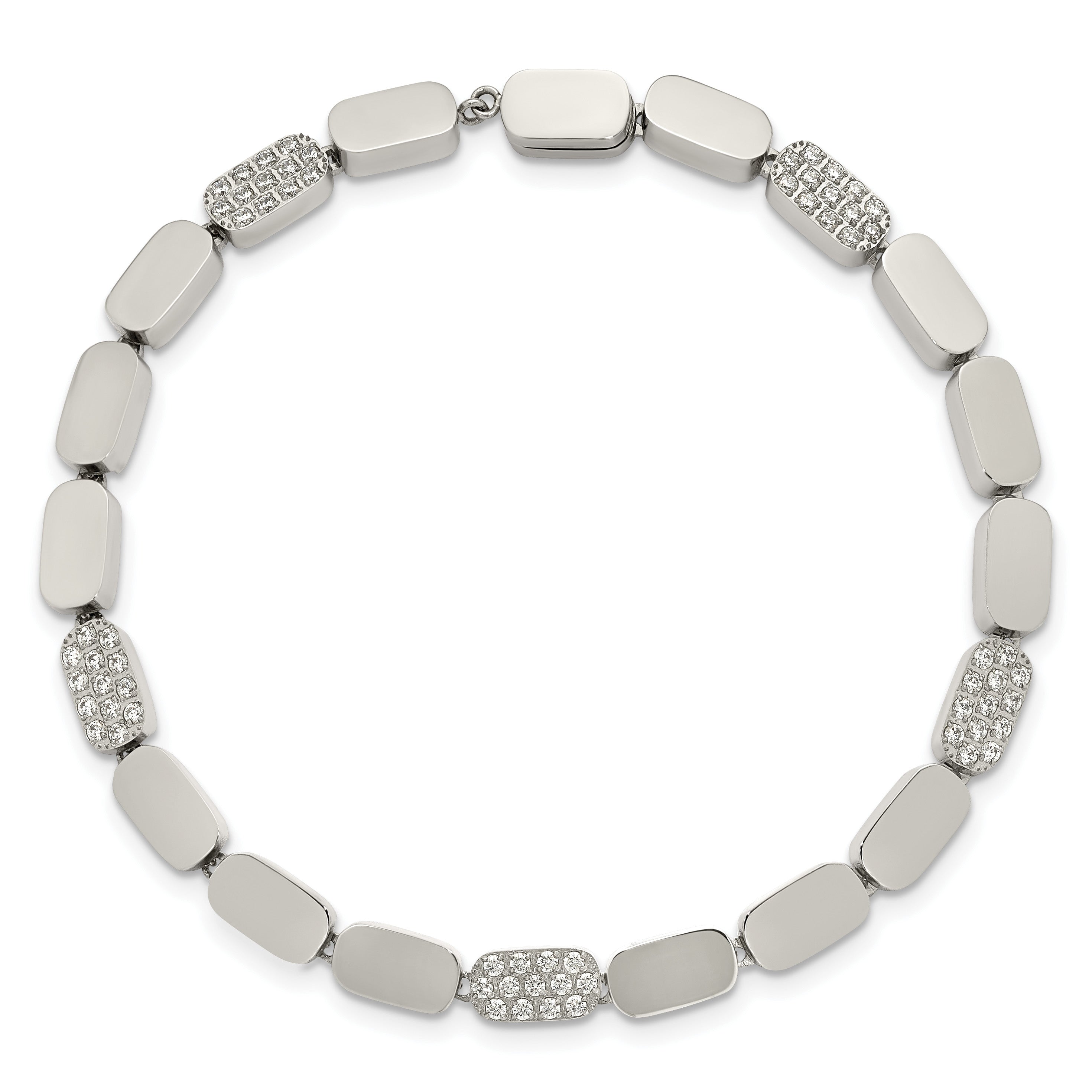 Polished Cubic Zirconia Stainless Steel Bracelet 4.5mm