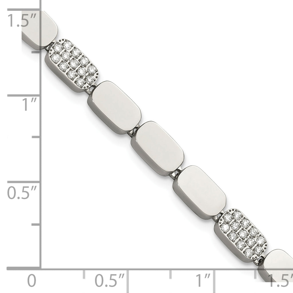 Polished Cubic Zirconia Stainless Steel Bracelet 4.5mm