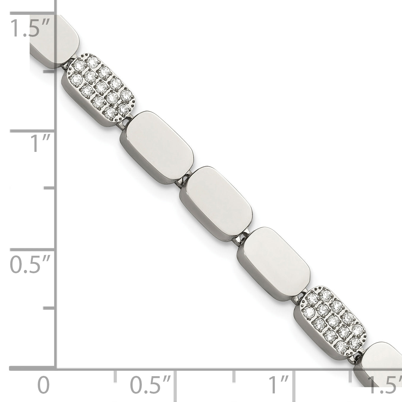 Polished Cubic Zirconia Stainless Steel Bracelet 4.5mm