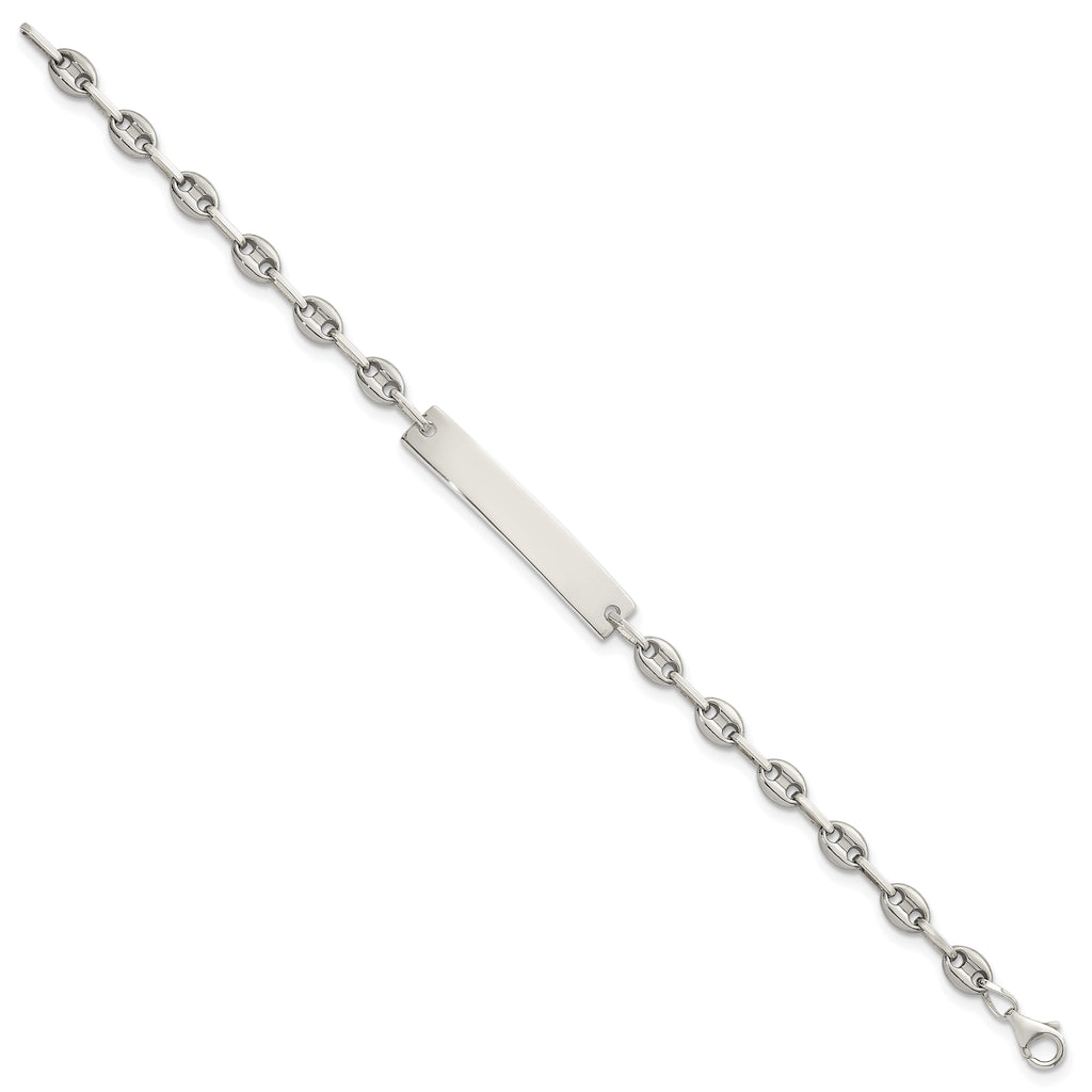 Polished Anchor Stainless Steel ID Bracelet 4.3mm