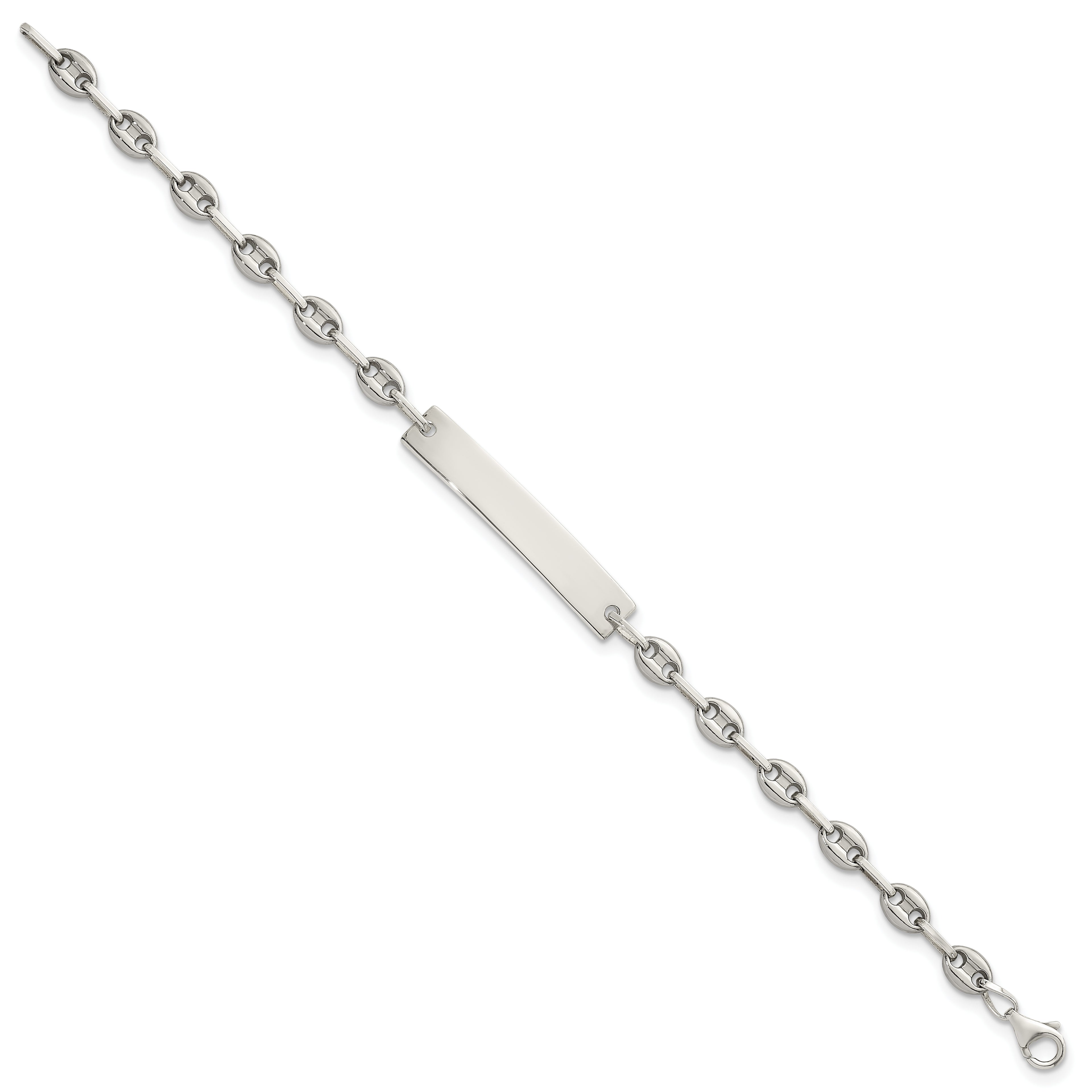 Polished Anchor Stainless Steel ID Bracelet 4.3mm
