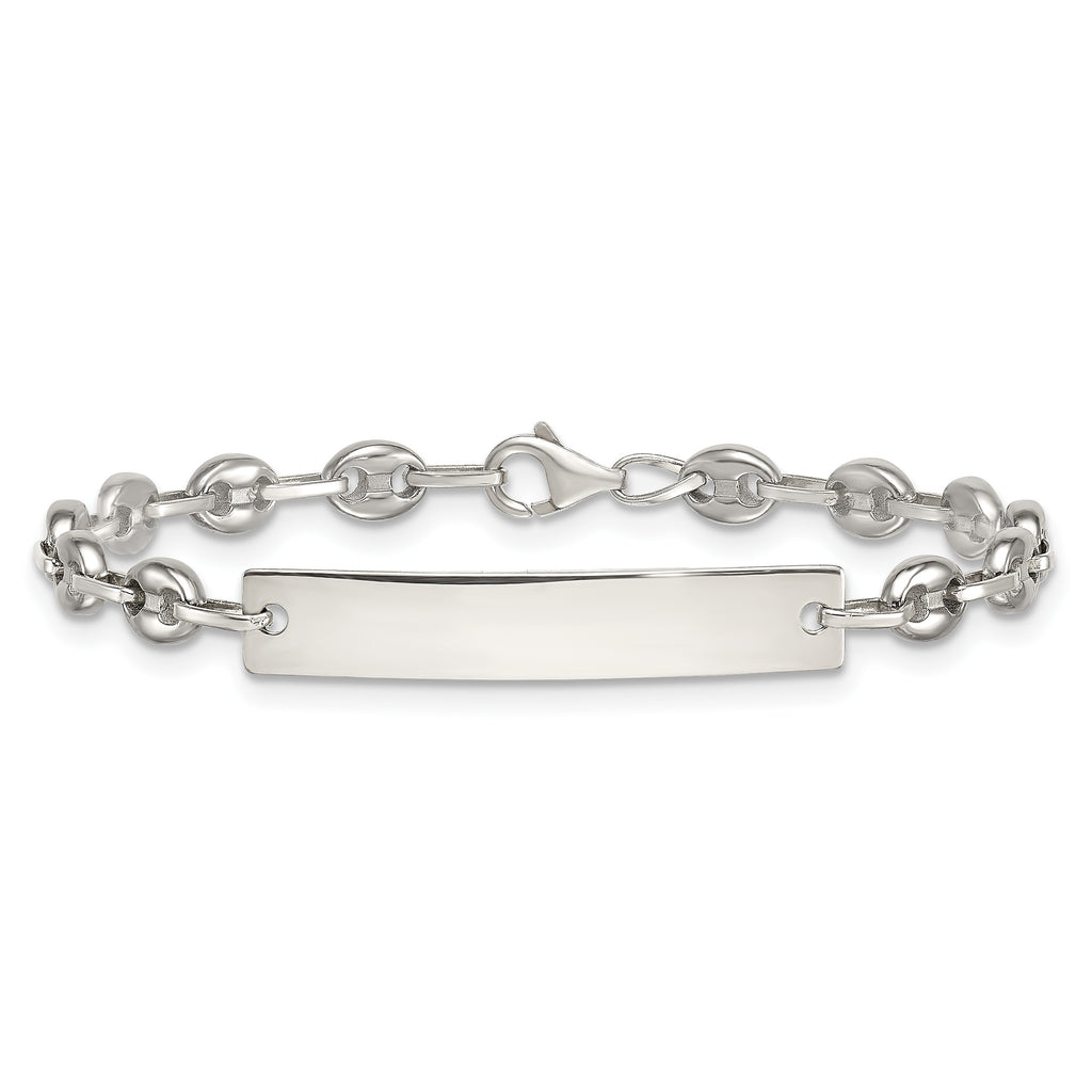 Polished Anchor Stainless Steel ID Bracelet 4.3mm