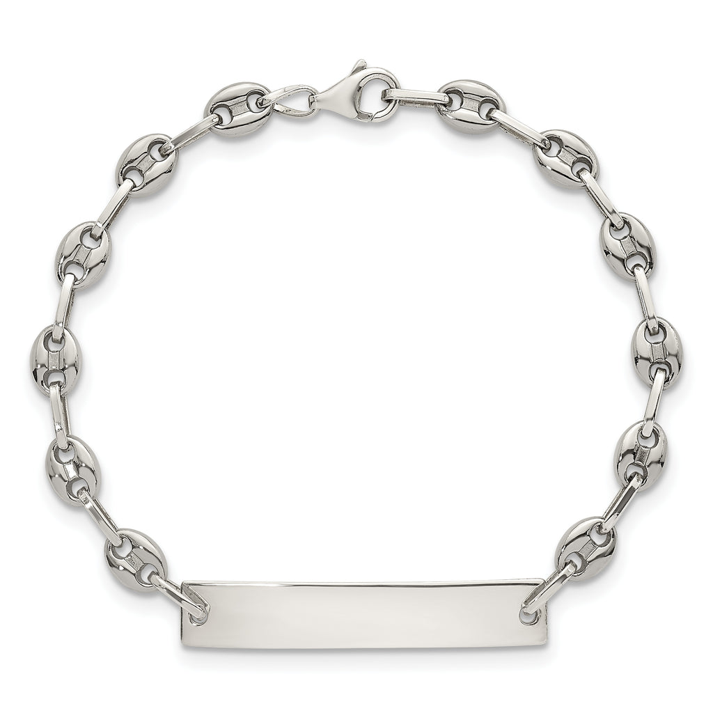 Polished Anchor Stainless Steel ID Bracelet 4.3mm