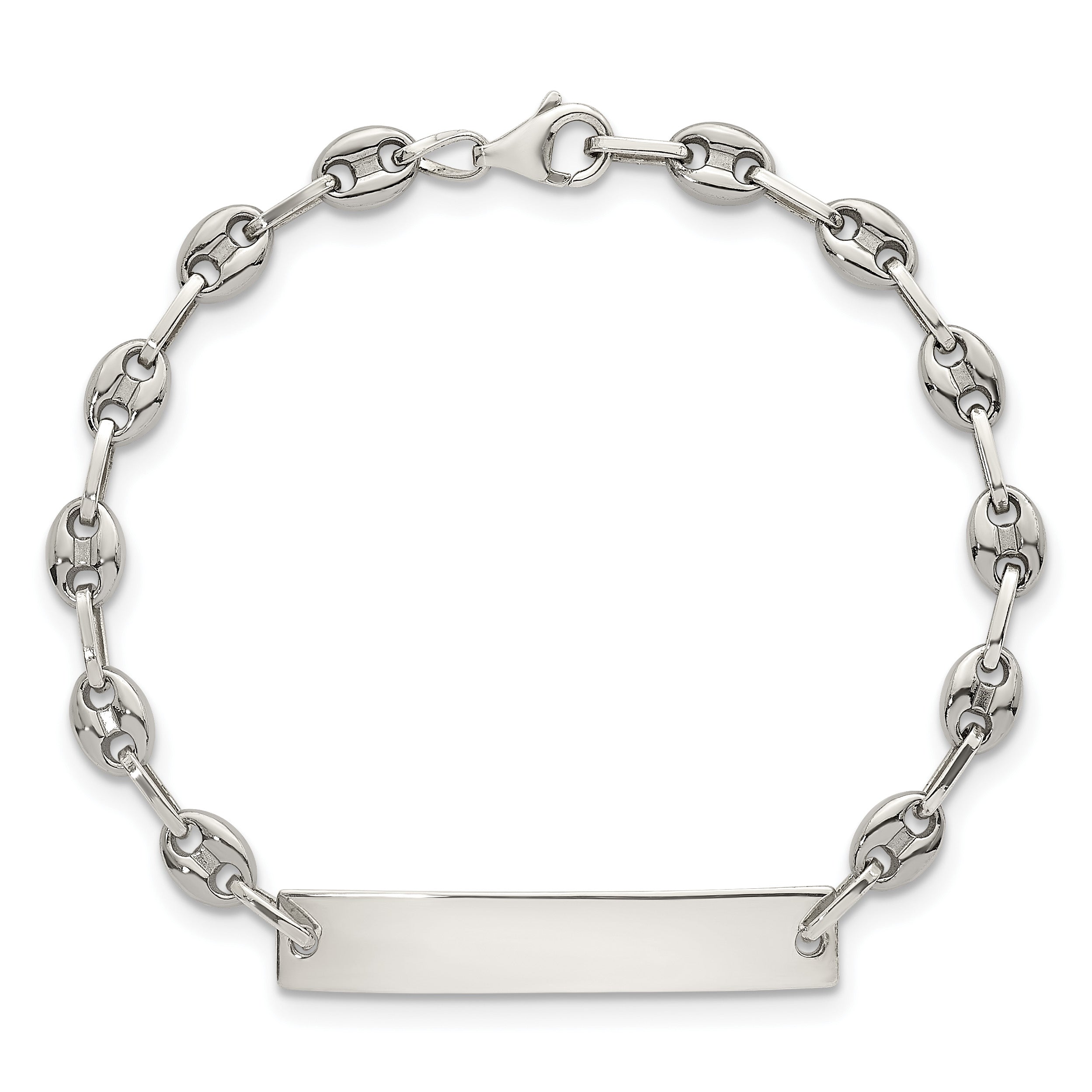 Polished Anchor Stainless Steel ID Bracelet 4.3mm