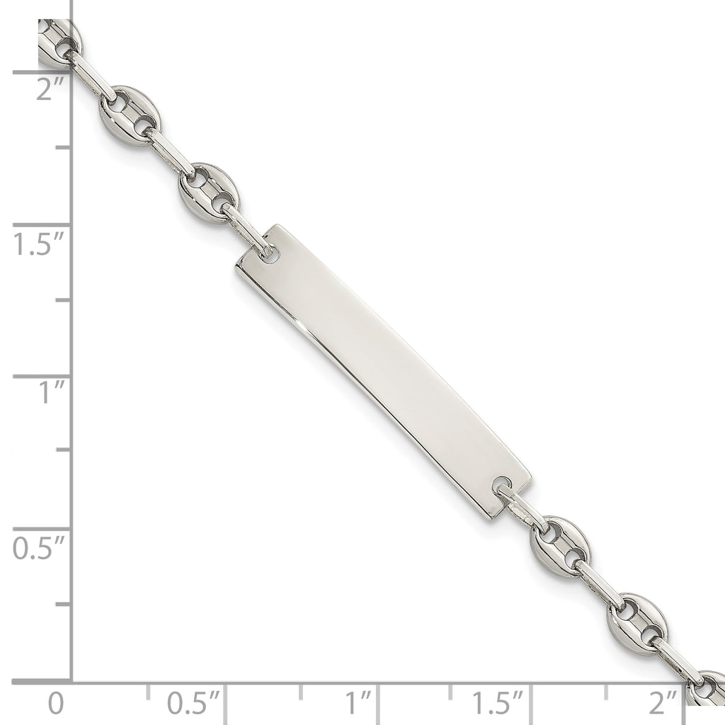Polished Anchor Stainless Steel ID Bracelet 4.3mm
