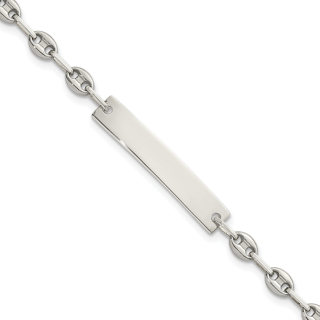 Polished Anchor Stainless Steel ID Bracelet 4.3mm