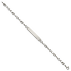 Polished Cubic Zirconia Anchor Stainless Steel ID Bracelet 4.35mm