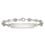 Polished Cubic Zirconia Anchor Stainless Steel ID Bracelet 4.35mm
