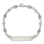 Polished Cubic Zirconia Anchor Stainless Steel ID Bracelet 4.35mm