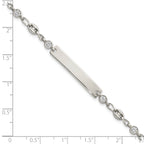 Polished Cubic Zirconia Anchor Stainless Steel ID Bracelet 4.35mm