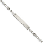 Polished Cubic Zirconia Anchor Stainless Steel ID Bracelet 4.35mm