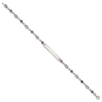 Polished Purple Cubic Zirconia Anchor Stainless Steel ID Bracelet 4.35mm