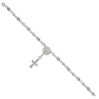 Polished Pink Cubic Zirconia Stainless Steel Bracelet 4.35mm