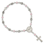Polished Pink Cubic Zirconia Stainless Steel Bracelet 4.35mm