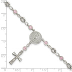 Polished Pink Cubic Zirconia Stainless Steel Bracelet 4.35mm