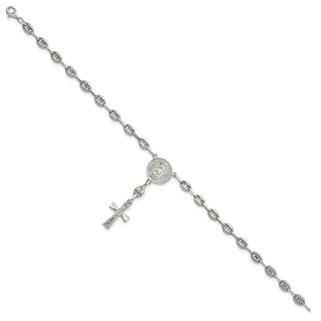 Polished Cross Stainless Steel Bracelet 4.35mm