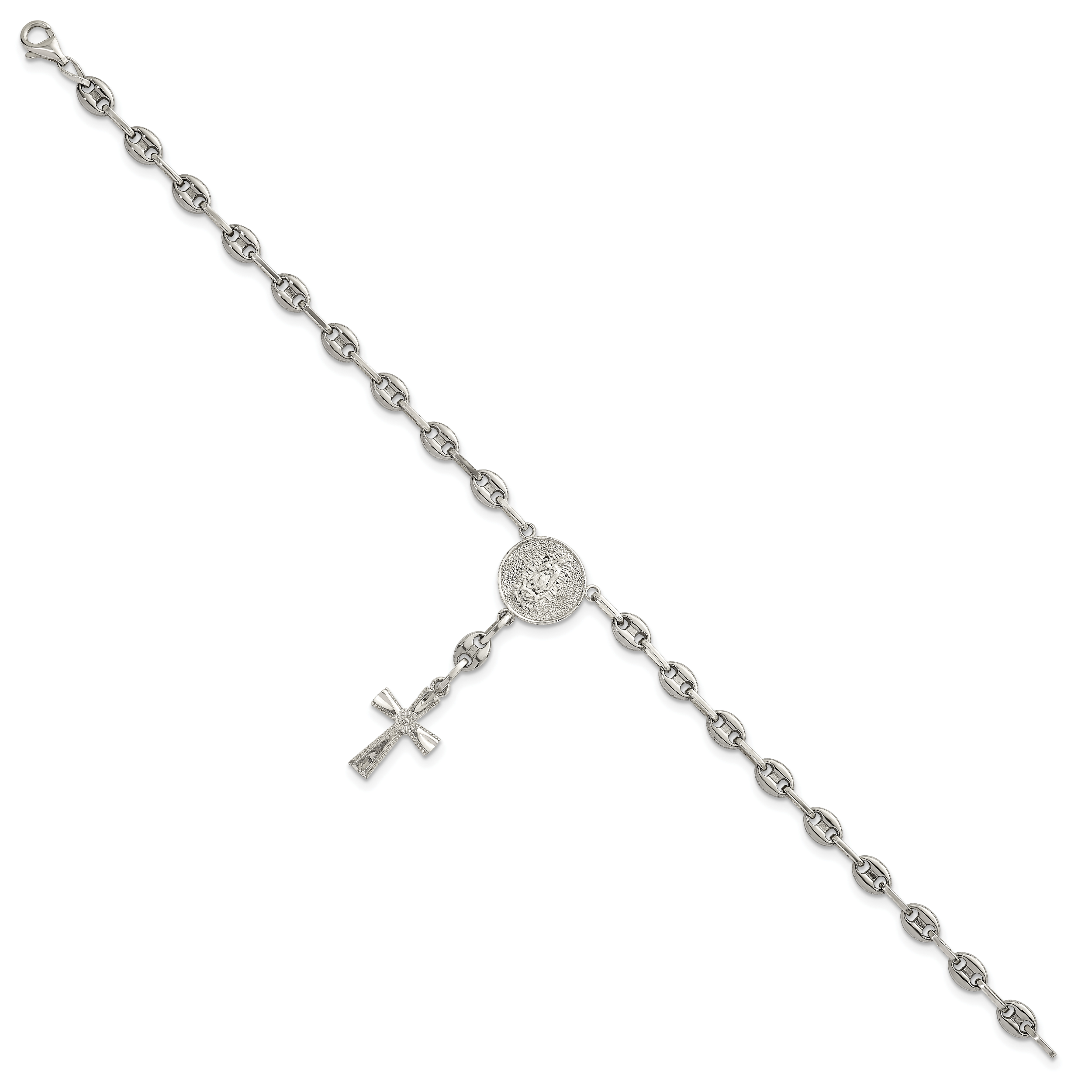 Polished Cross Stainless Steel Bracelet 4.35mm