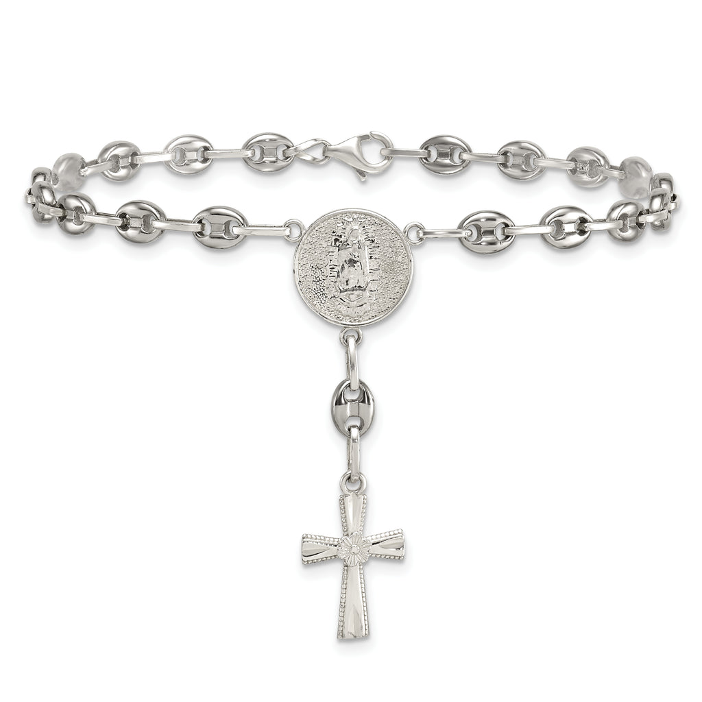 Polished Cross Stainless Steel Bracelet 4.35mm