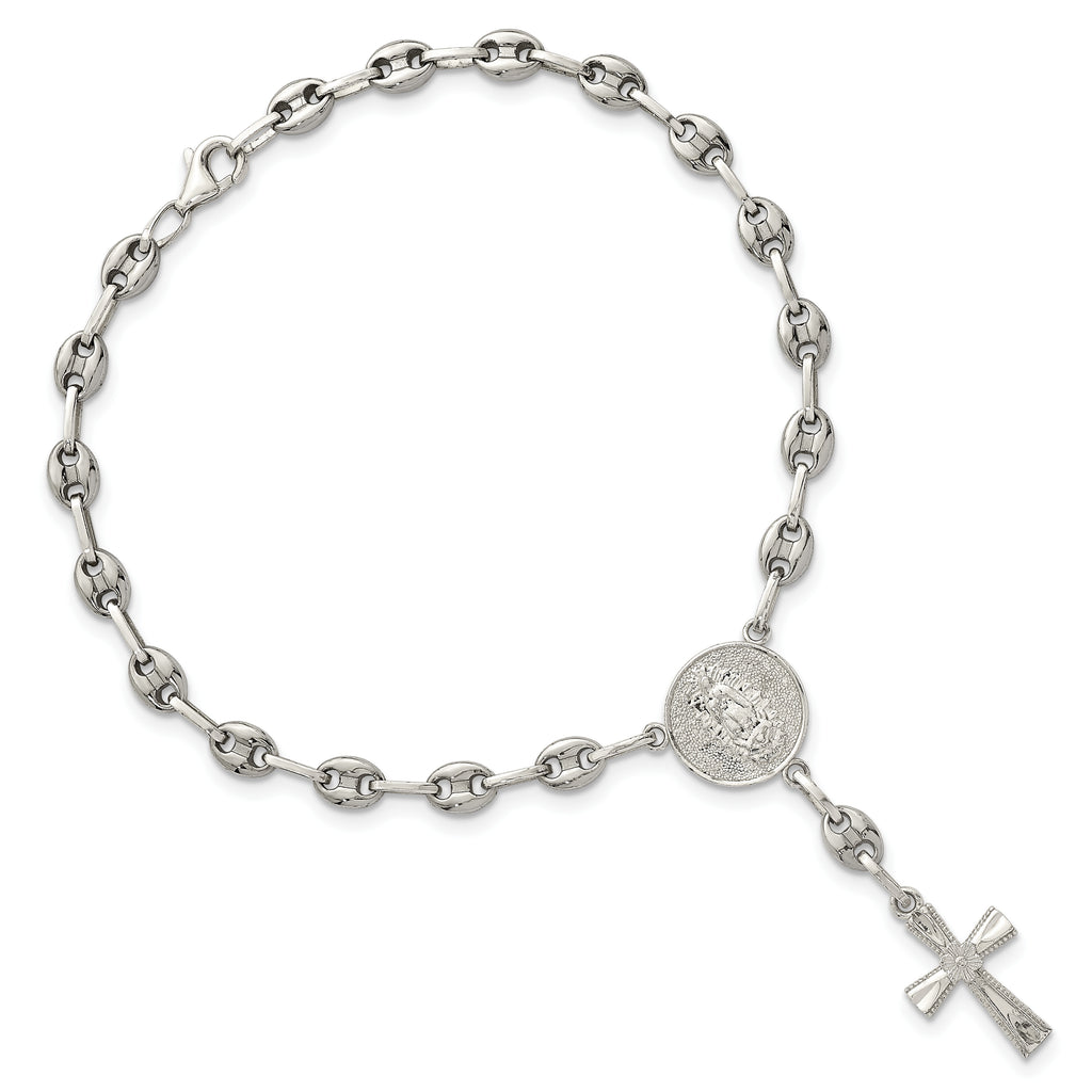 Polished Cross Stainless Steel Bracelet 4.35mm