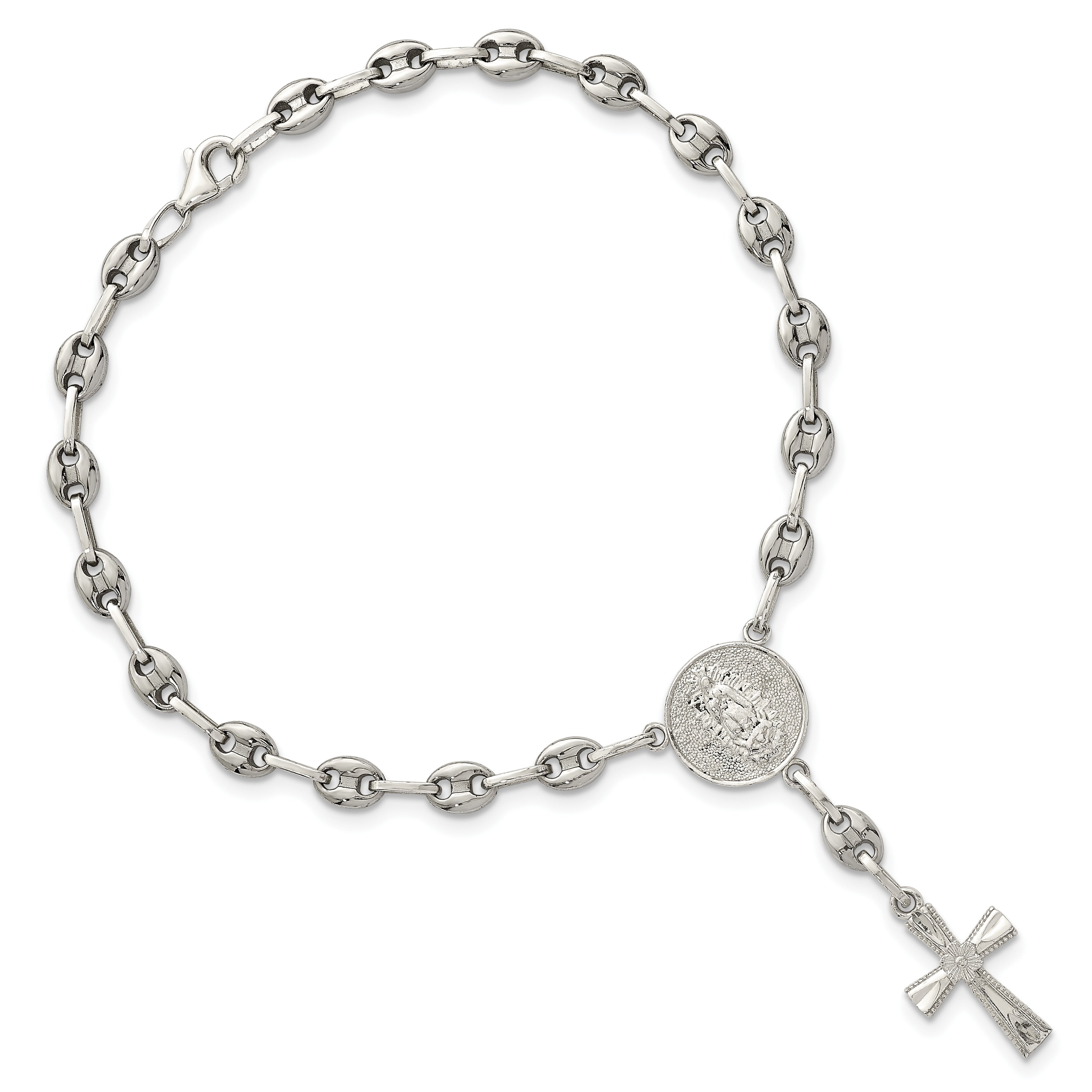 Polished Cross Stainless Steel Bracelet 4.35mm