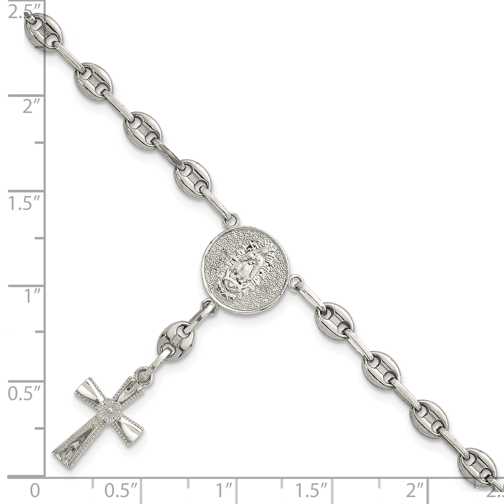 Polished Cross Stainless Steel Bracelet 4.35mm