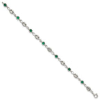 Polished Green Cubic Zirconia Anchor Stainless Steel Bracelet 4.35mm