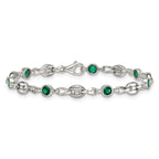 Polished Green Cubic Zirconia Anchor Stainless Steel Bracelet 4.35mm