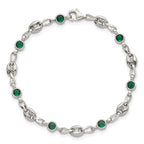 Polished Green Cubic Zirconia Anchor Stainless Steel Bracelet 4.35mm