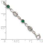 Polished Green Cubic Zirconia Anchor Stainless Steel Bracelet 4.35mm
