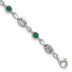 Polished Green Cubic Zirconia Anchor Stainless Steel Bracelet 4.35mm