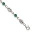 Polished Green Cubic Zirconia Anchor Stainless Steel Bracelet 4.35mm