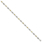 Polished Yellow Cubic Zirconia Anchor Stainless Steel Bracelet 4.35mm