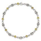 Polished Yellow Cubic Zirconia Anchor Stainless Steel Bracelet 4.35mm