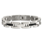 Polished Black Onyx Stainless Steel Bracelet 11mm