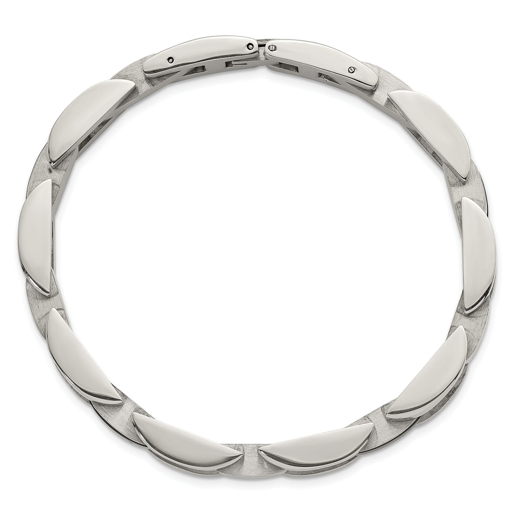 Polished Black Onyx Stainless Steel Bracelet 11mm