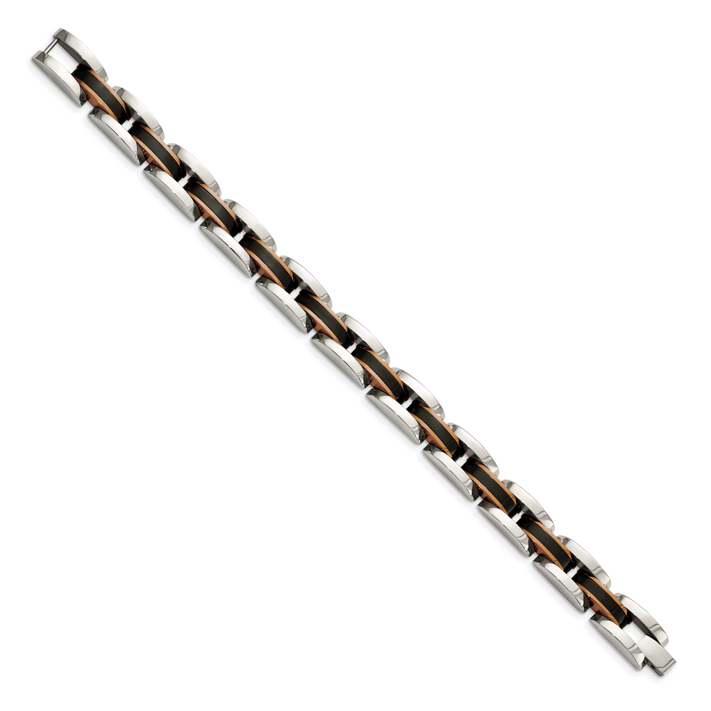 Polished Black Stainless Steel Bracelet 11mm 8.5in