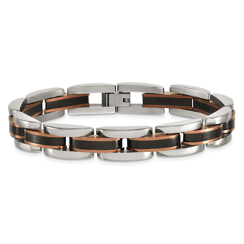 Polished Black Stainless Steel Bracelet 11mm 8.5in