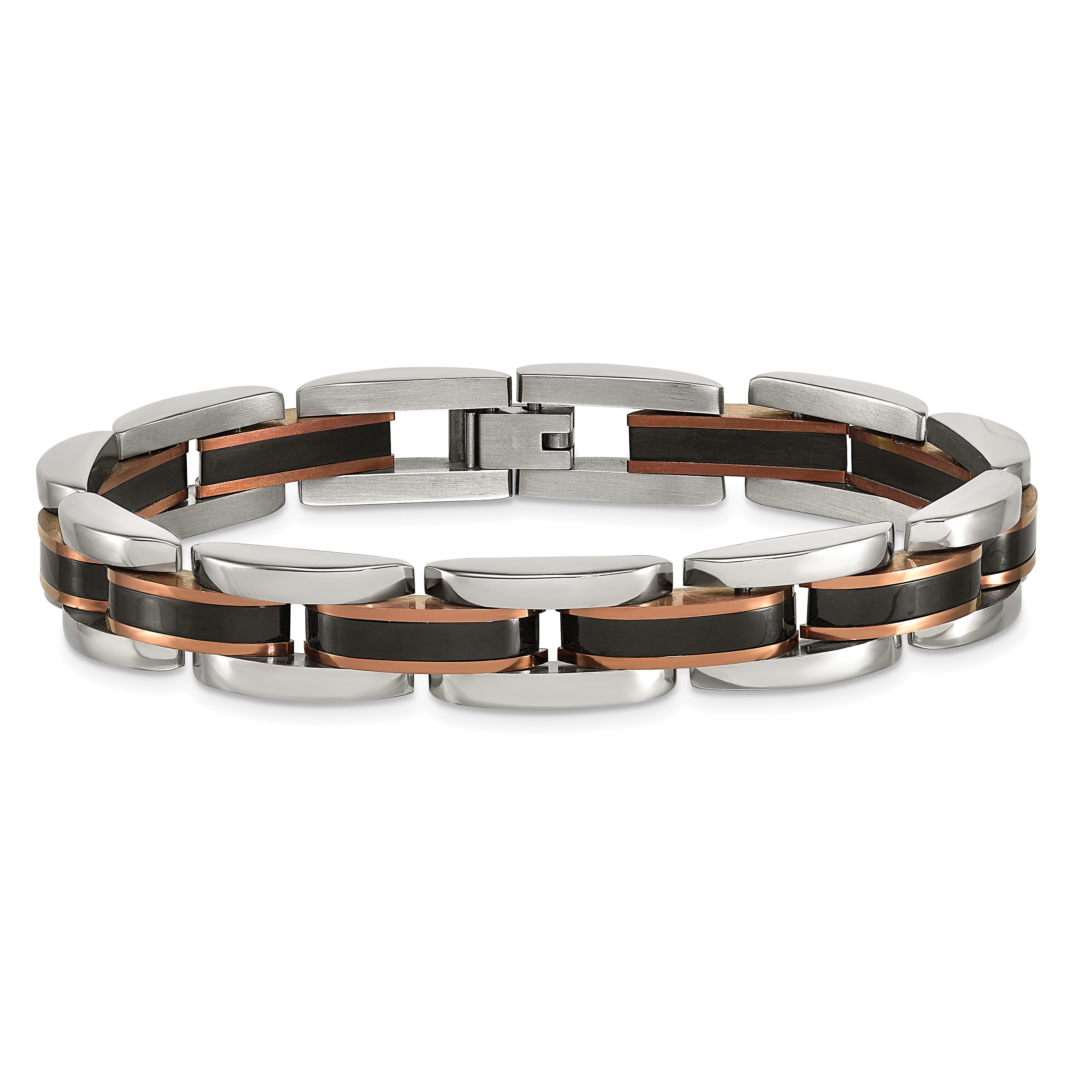Polished Black Stainless Steel Bracelet 11mm 8.5in