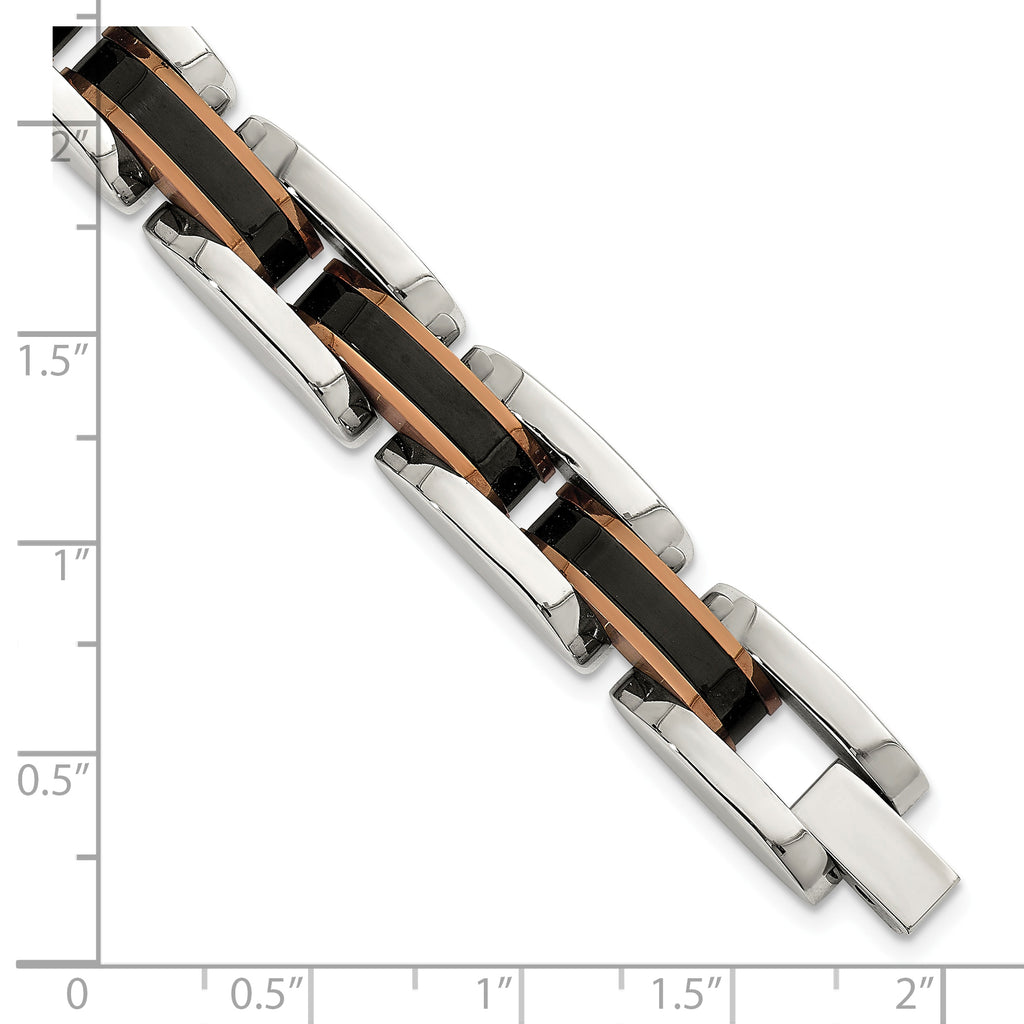 Polished Black Stainless Steel Bracelet 11mm 8.5in